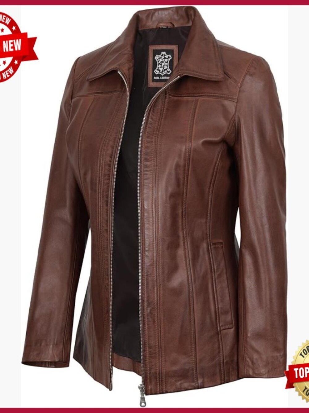 Lambskin Leather Jacket - Structured Blazer Style with Pockets